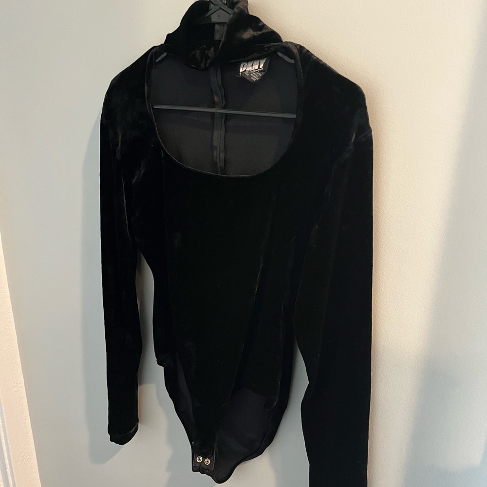 DKNY velvet choker cutout bodysuit